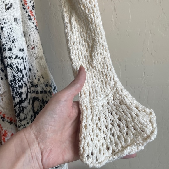 Anthropologie Cream and Orange Long Sleeve Crochet Dress - M - Picture 5 of 15